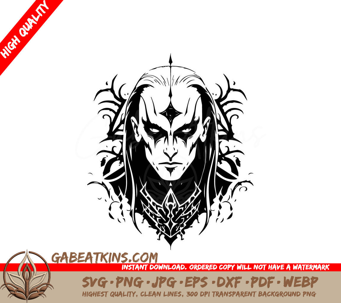 Dungeons & Dragons Vampire -  Man with Long Hair SVG SVG