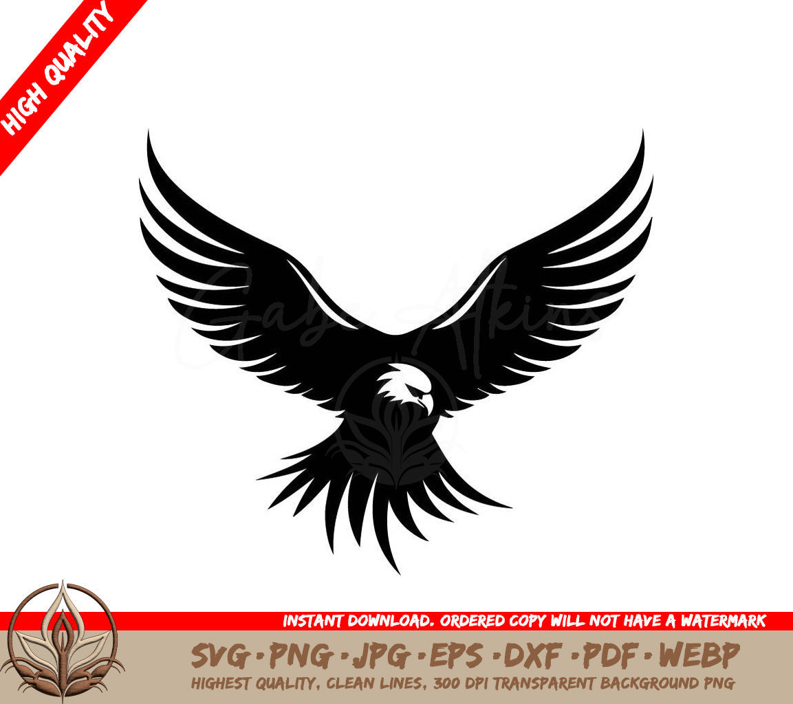 A Black Eagle Is Flying In The Air With Its Wings Spread