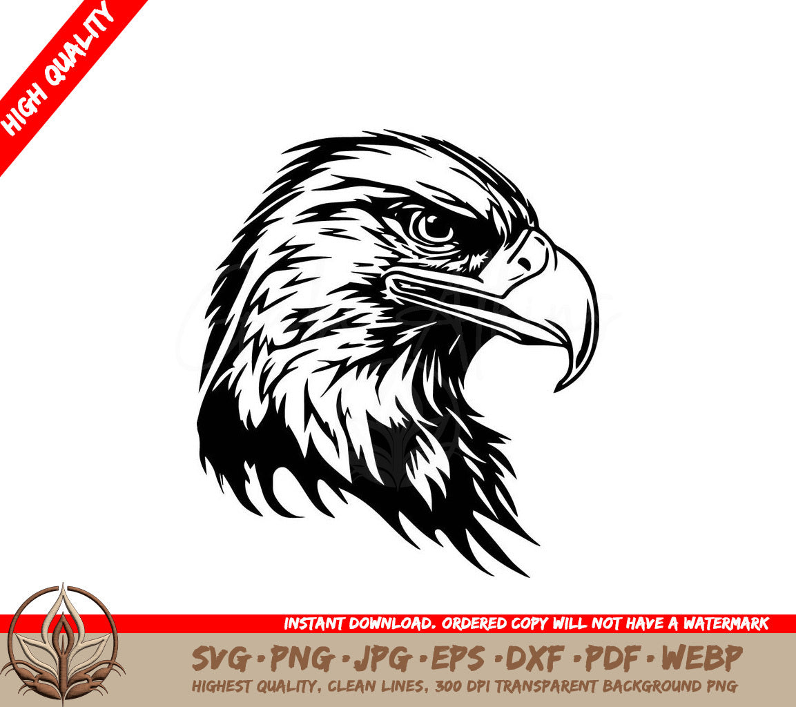 A Black And White Drawing Of An Eagle  Head