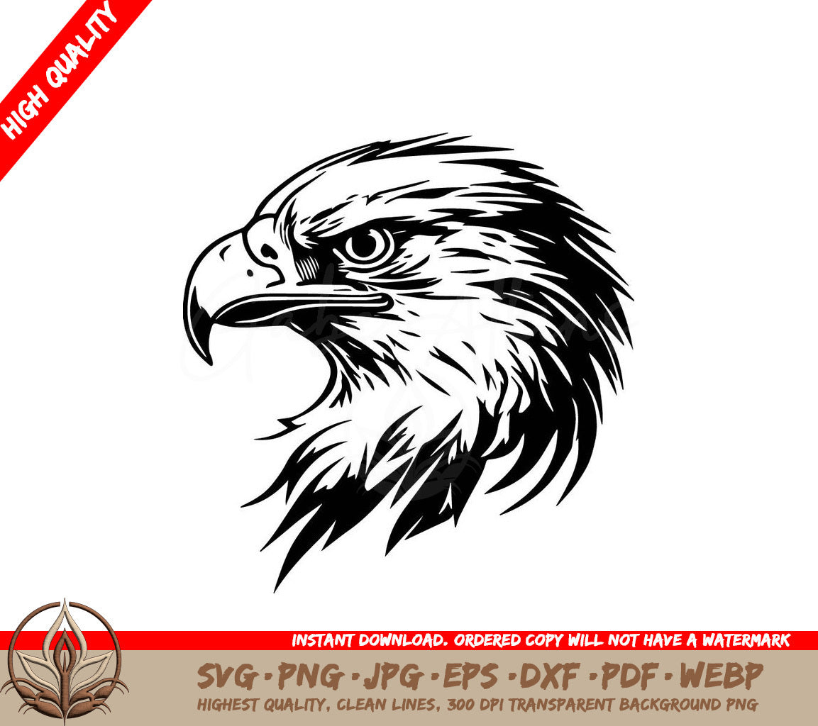 A Black And White Drawing Of An Eagle  Head