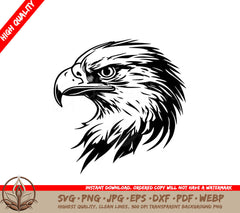 A Black And White Drawing Of An Eagle  Head