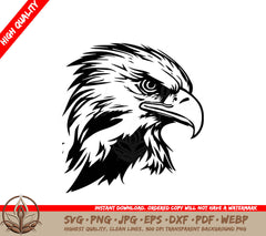 A Black And White Drawing Of An Eagle  Head