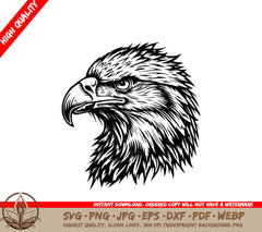 A Black And White Drawing Of An Eagle  Head