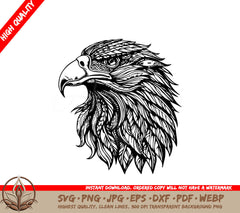 A Black And White Drawing Of An Eagle  Head