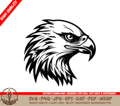 A Black And White Image Of An Eagle  Head
