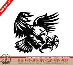 A Black And White Image Of An Eagle With Its Wings Spread