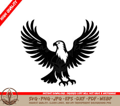 A Black And White Image Of An Eagle With Its Wings Spread