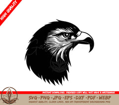 A Black And White Image Of An Eagle  Head