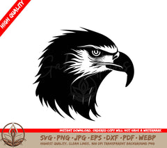 A Black And White Image Of An Eagle  Head