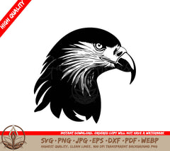 A Black And White Image Of An Eagle  Head