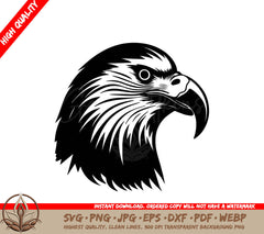 A Black And White Image Of An Eagle  Head