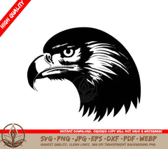 A Black And White Image Of An Eagle  Head