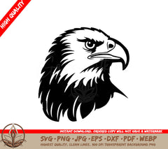 A Black And White Image Of An Eagle  Head
