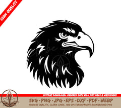 A Black And White Image Of An Eagle  Head