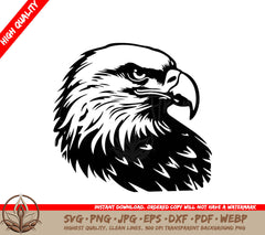 A Black And White Image Of An Eagle  Head