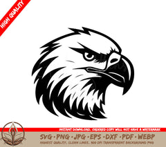 A Black And White Image Of An Eagle  Head