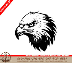 A Black And White Image Of An Eagle  Head
