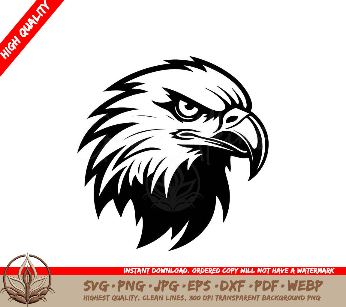 A Black And White Image Of An Eagle  Head
