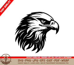 A Black And White Image Of An Eagle  Head