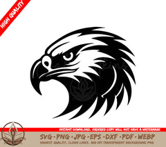 A Black And White Image Of An Eagle  Head