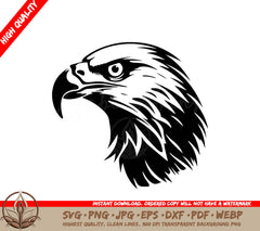 A Black And White Image Of An Eagle  Head