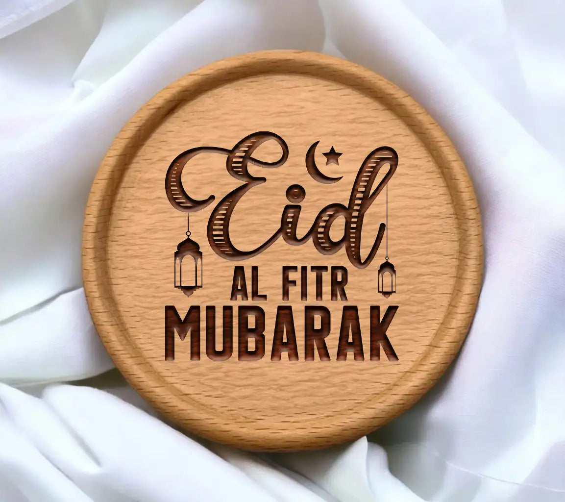 Eid Al Fitr Mubarak SVG with Crescent Moon & Lanterns SVG