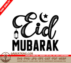 Eid Mubarak  Crescent Moon Lantern SVG SVG