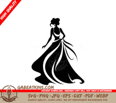 Elegant Black Dress Silhouette SVG - Couture Vector Emblem SVG