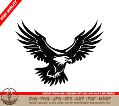 A Black And White Image Of An Eagle With Its Wings Spread
