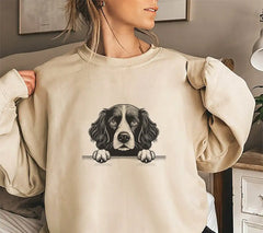 Cocker Spaniel Peeking Over Wall SVG - English Springer Spaniel SVG