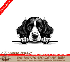 English Springer Spaniel Peeking Over Wall -  SVG SVG