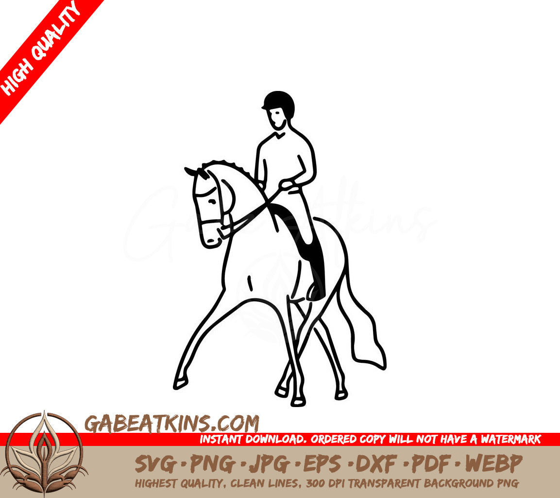  A Man Riding A Horse SVG - Equestrian dressagethe rider performing the half pass vector doodles SVG