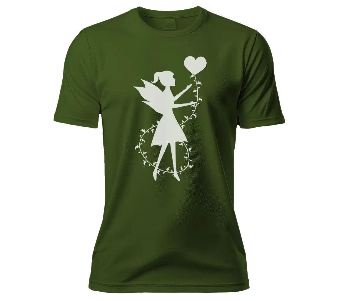 Fairy with Heart Balloon SVG Silhouette - Wings & Heart Design SVG