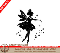  Fairy Silhouette SVG - Starry Night Vector Design for T-shirts SVG