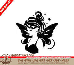  Fairy with Wings SVG - Minimalist Flat Design Vector Illustration SVG