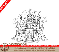  Castle Hill SVG - Coloring Book Illustration SVG