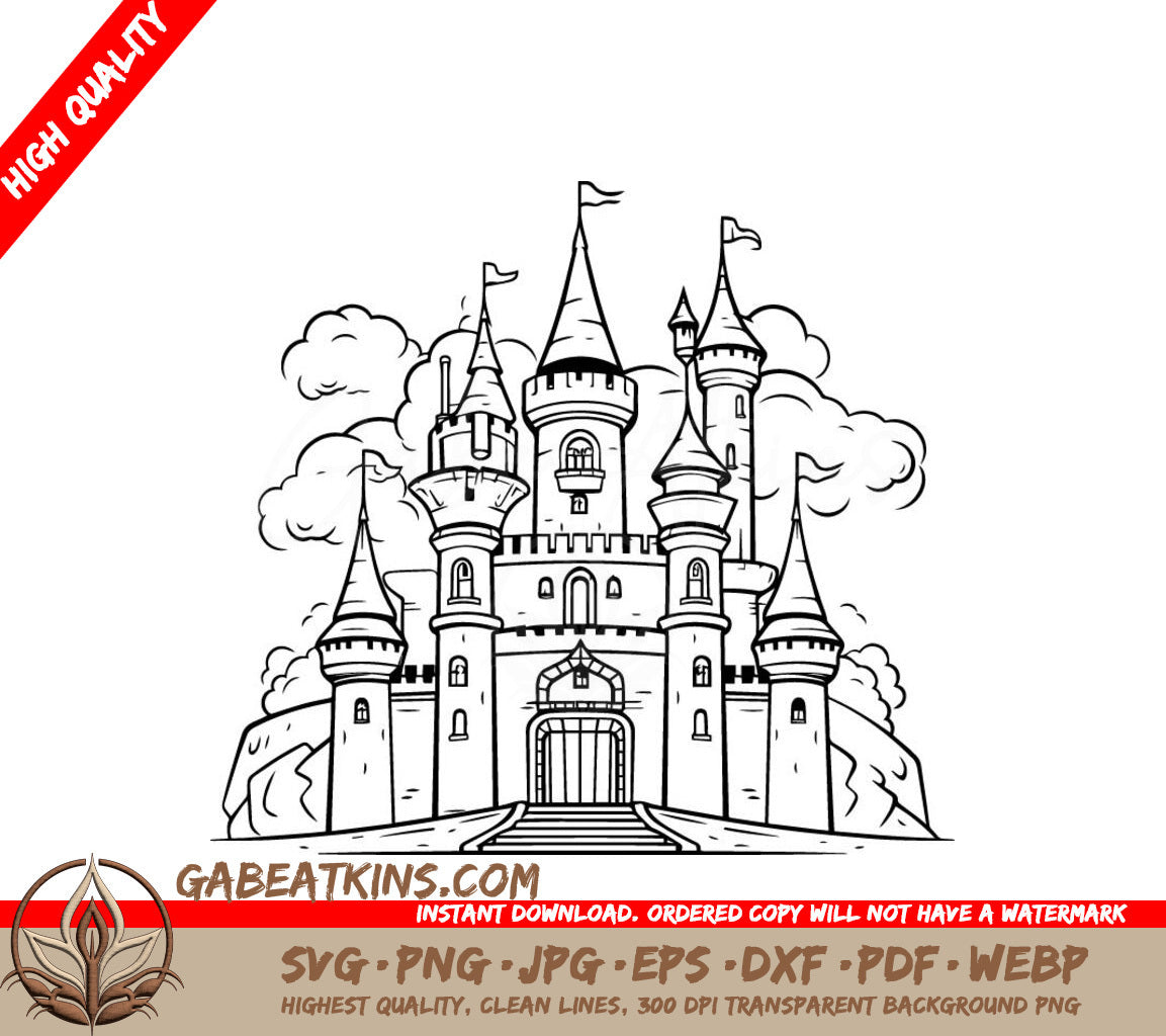  Castle Hill SVG - Fairytale Vector Illustration SVG