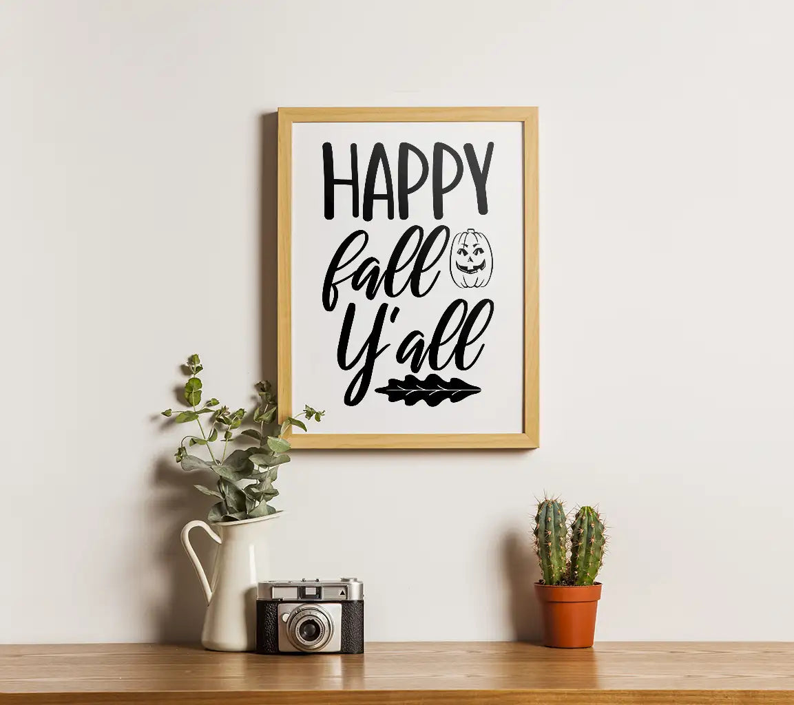 Happy Fall Yall SVG with Pumpkin and Leaves SVG