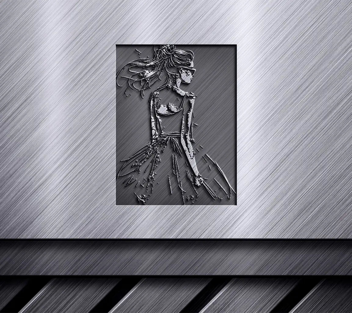  Fashion Model Sketch SVG - Hand Drawn Woman in Dress on Chalkboard SVG