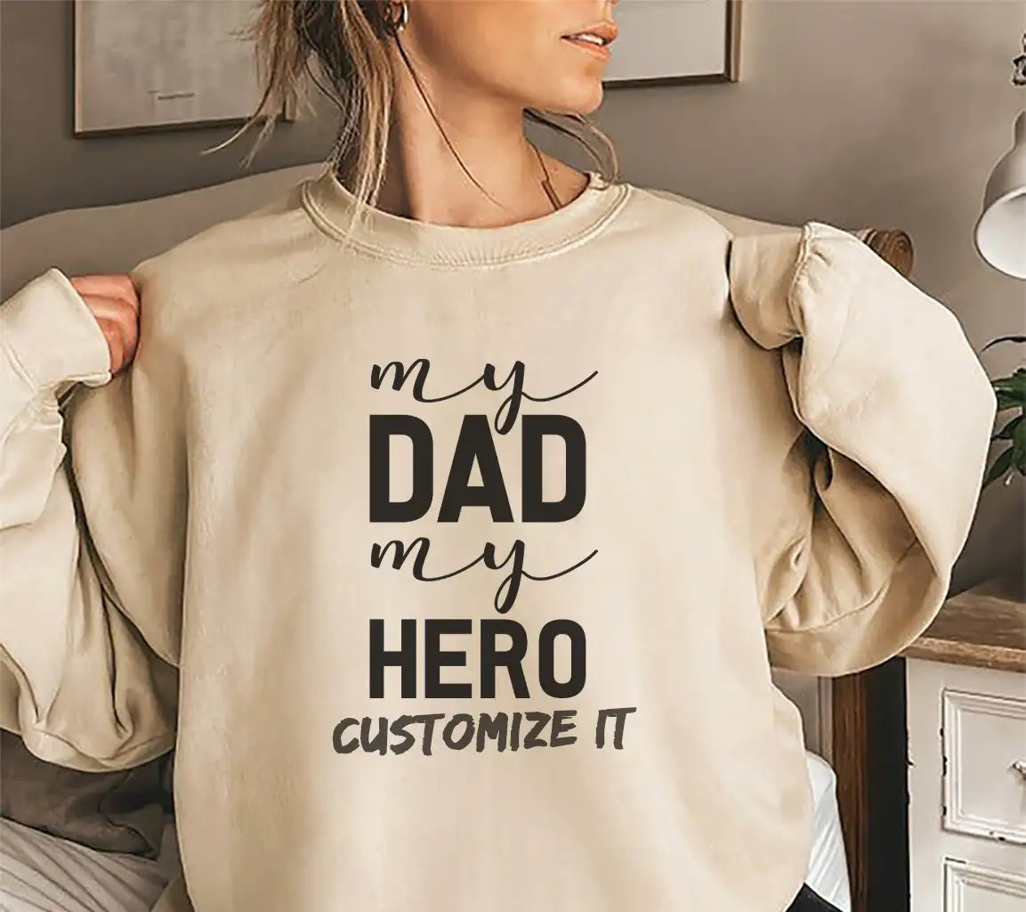 My Dad My Hero SVG - Black Letters on White Background - Fathers Day Design SVG