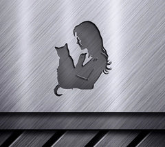  Woman Holding Cat Silhouette SVG - Feline Embrace SVG