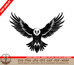 Fierce Aviator Eagle with Skull Wing Span Icon Ink Fusion Eagle Tattoo Style Vector Logo SVG 