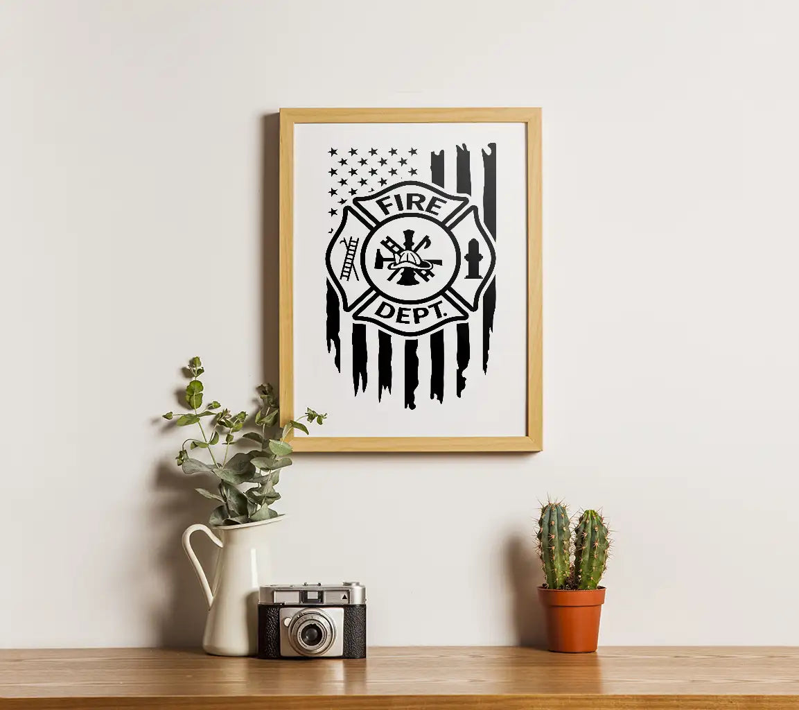  Firefighter Design SVG with American Flag Background SVG