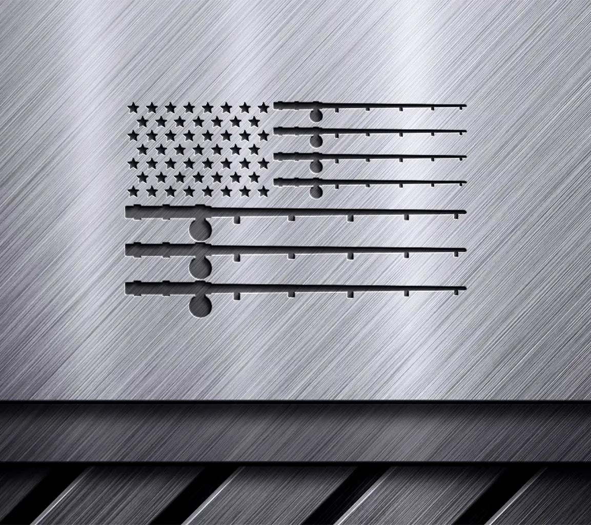 American Flag Fishing SVG - Rods & Stars Design SVG