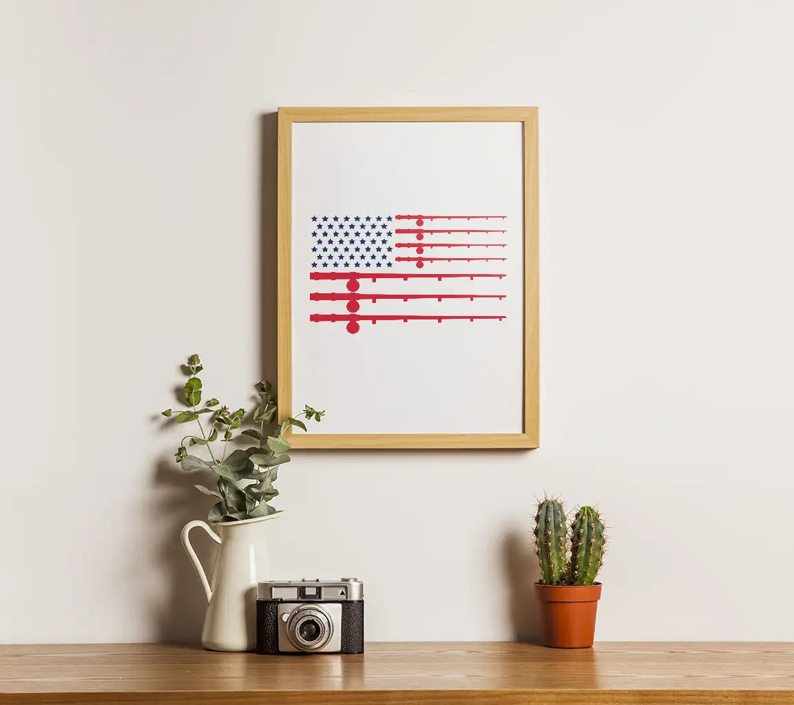 American Flag Fishing SVG - Rods & Stars Design SVG