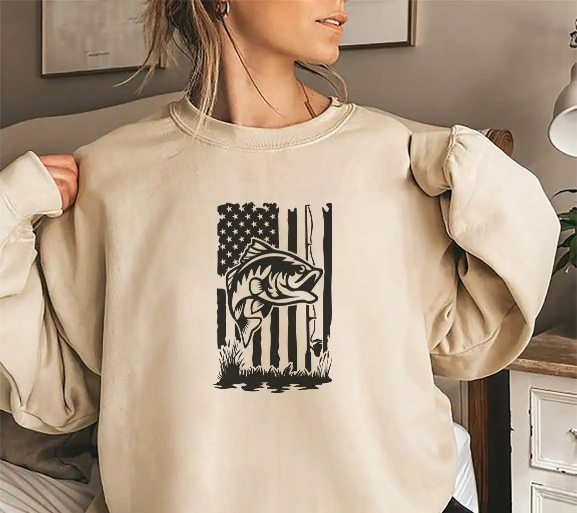 Distressed American Flag Fish SVG SVG