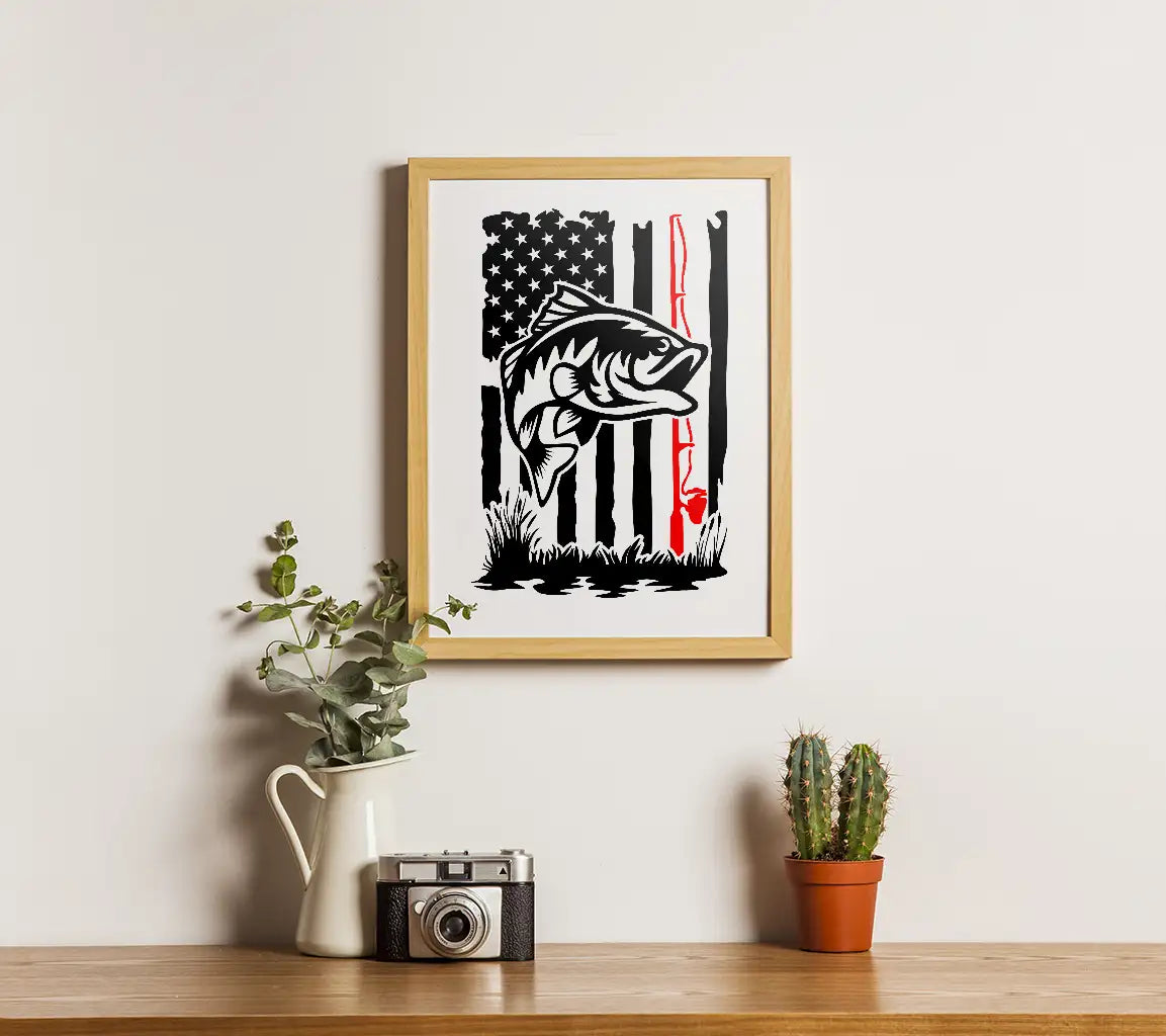 Distressed American Flag Fish SVG SVG