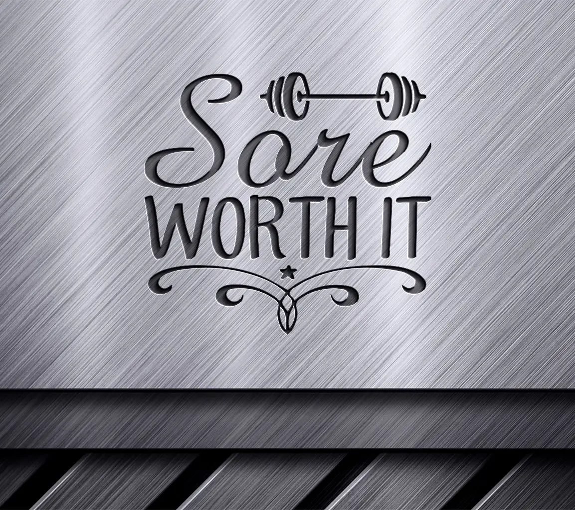Sore Worth It Fitness Design SVG - Dumbbell & Star SVG