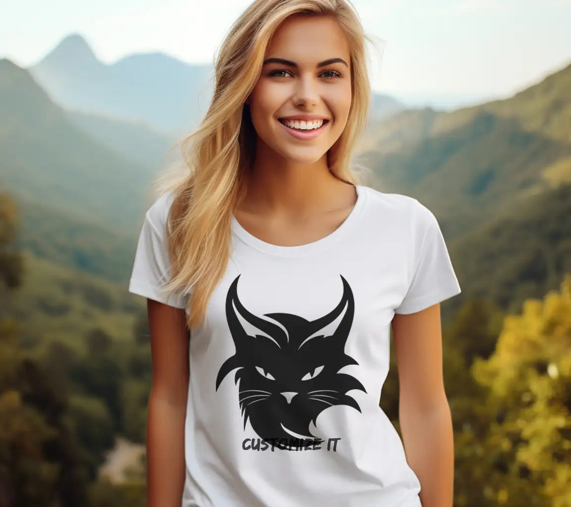 Black Cat with Horns Halloween SVG - Flat Illustration SVG