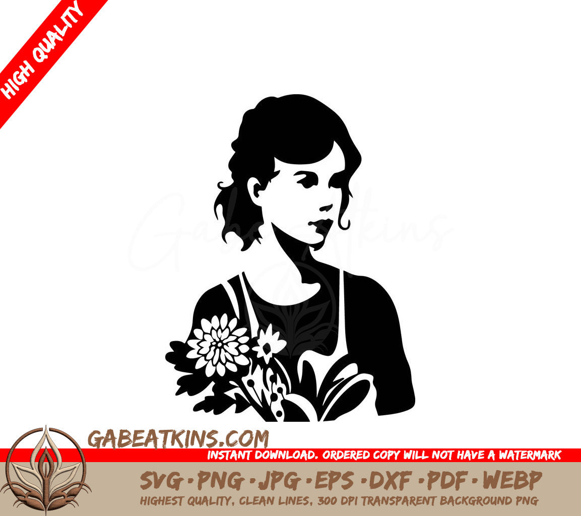  A Woman Holding Flowers SVG - Florist SVG
